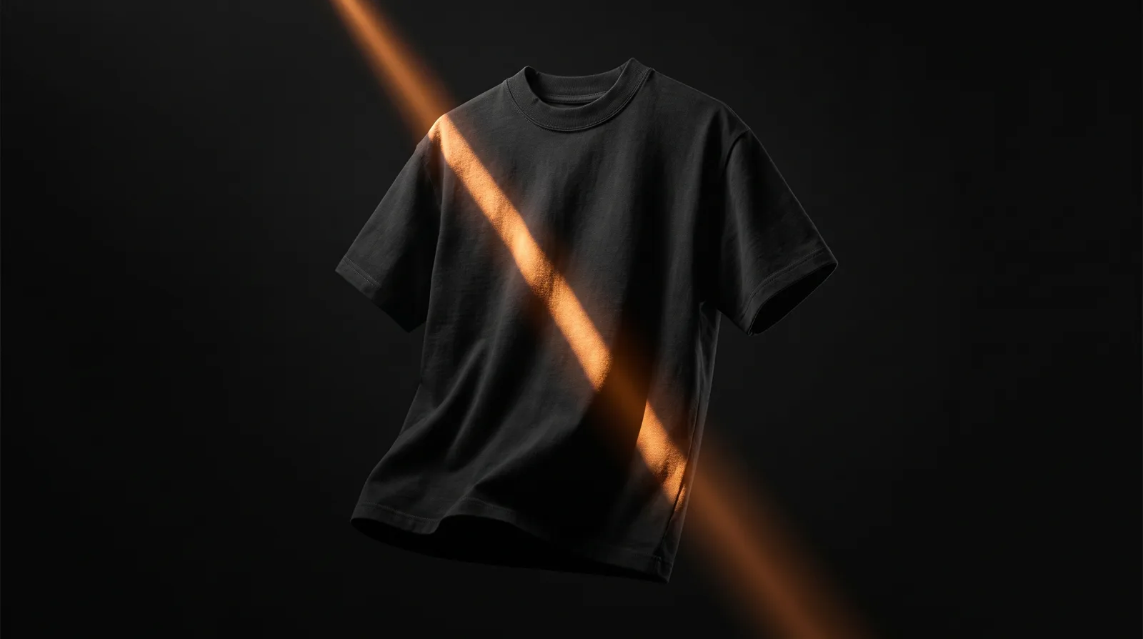 Black heavyweight tee in hard light